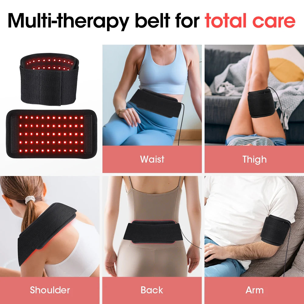 25x13.5cm 60 LEDs 660nm Red Light Infrared Belt 850nm Back Burn Fat Wrap Slimming Machine Waist Timing Pad For Muscle Skin Care