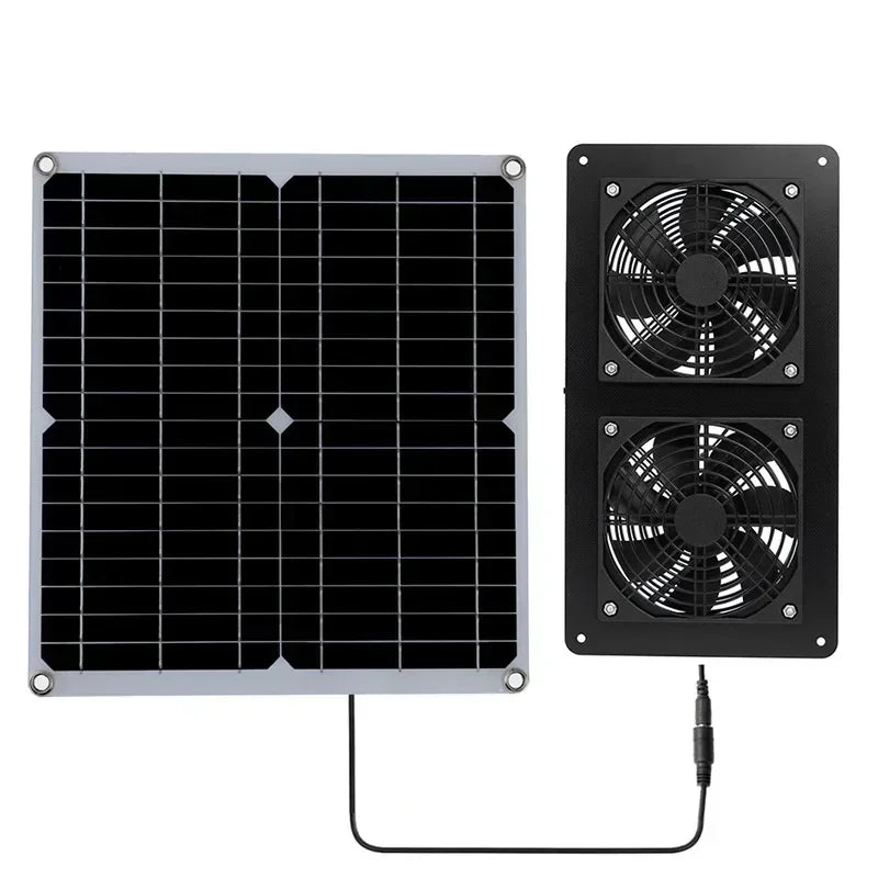 High Efficiency Outdoor Solar Panel Dual Exhaust Fan for Dog Warehouse RV Greenhouse Fan Air Pump Cooling Temperature