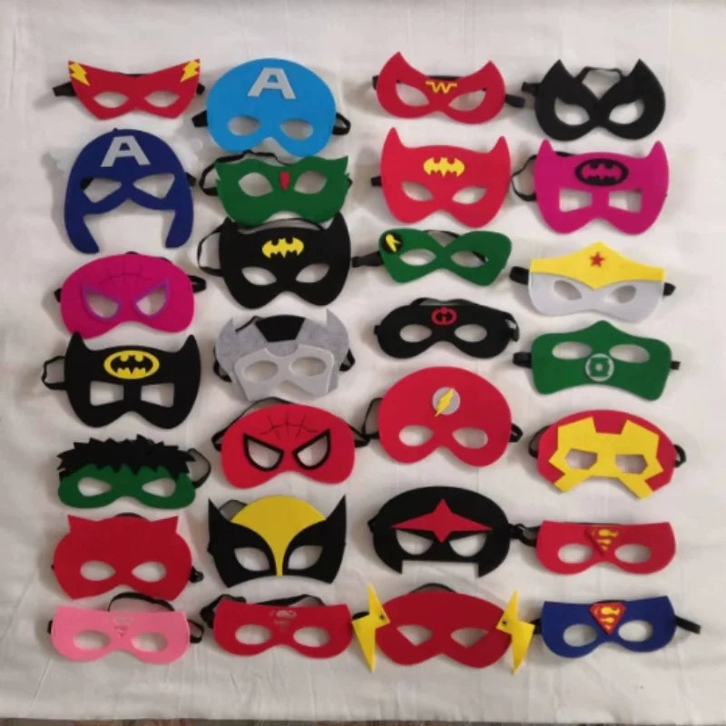 32/28/10 Pcs/Lot Superhero Mask Cosplay Christmas Halloween Kids Adult Carnival Party Props Children's Birthday Felt  Masquerade Main image