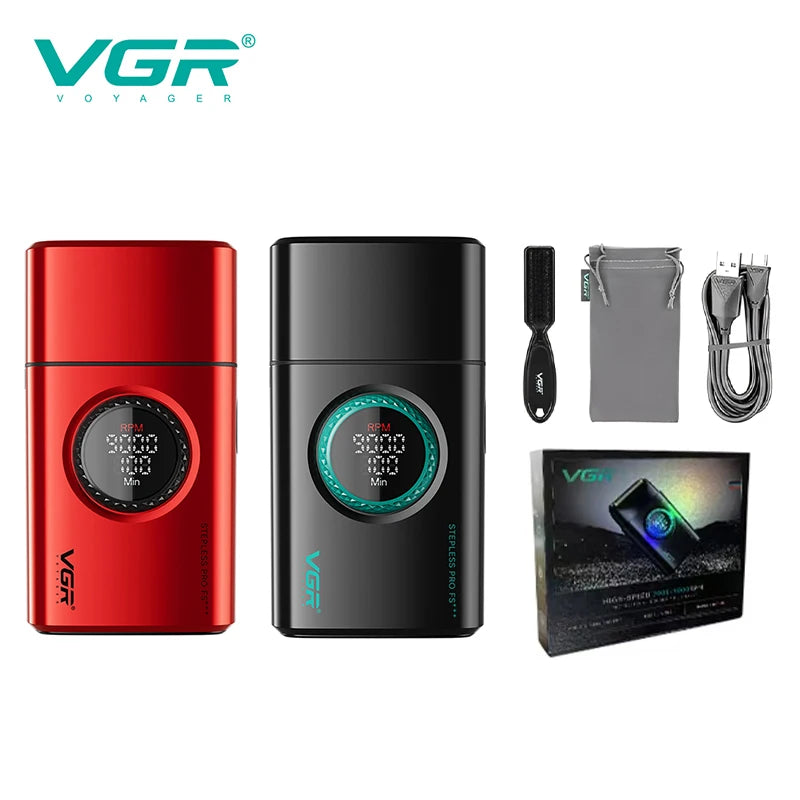 VGR high-end men's shaver alloy reciprocating three blade shaver LED intelligent digital display 9000 speed hair trimmer V-378 Main image