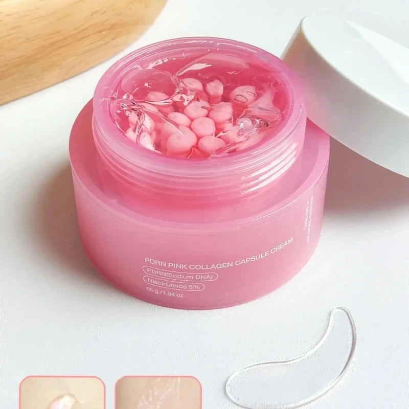 Korean Pink Collagen PDRN Capsule Cream with Niacinamide Cream for Uneven Skin Tone Lightweight Face Moisturizer Non Greasy care