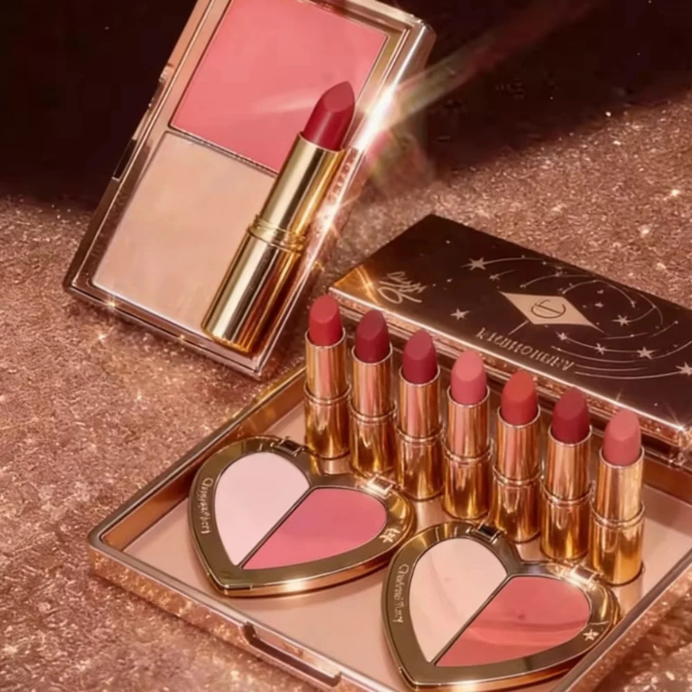Charlotte Tilbury Lip Gloss Two Color Heart Shape Powder Blusher Highlight Spotlight Brightening Seamless Cosplay Makeup Gifts