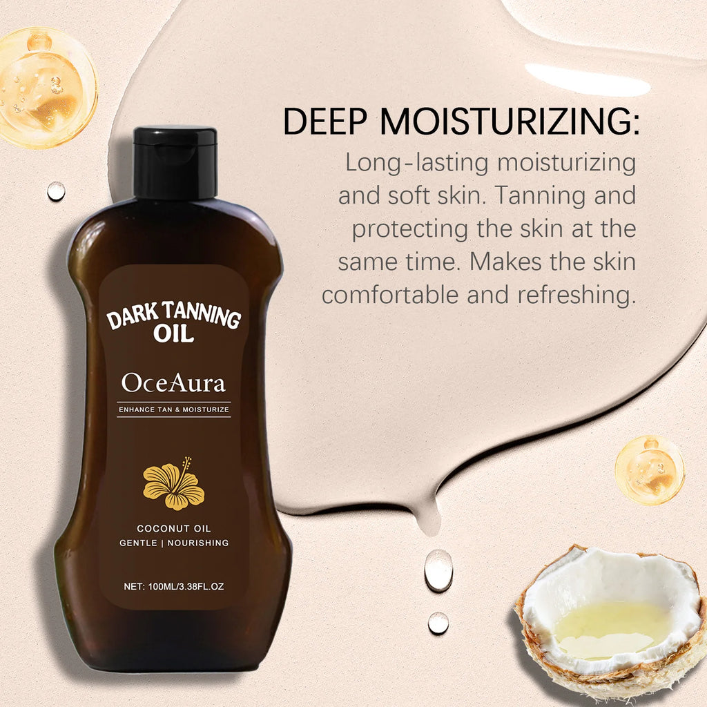 OceAura Tanning Oil Lotion Deep Moisturizing Nourishing Skin Rejuvenating Long Lasting Tan Lightweight Non Greasy Bronzing Oil