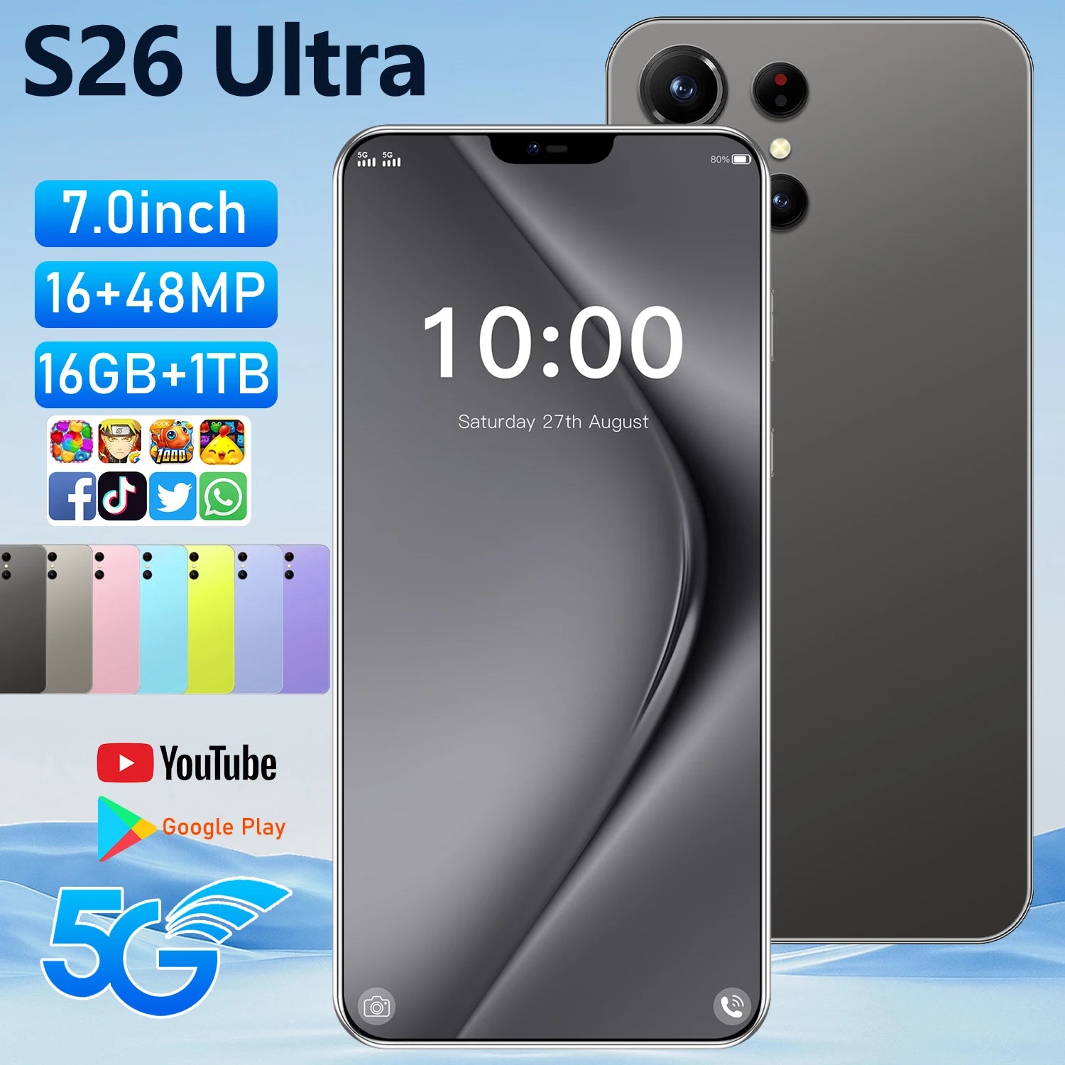2026 Original Smartphone For S26 Ultra 5G 7.3HD AI 8-Core Dual Sim Card 16G+1TB Cell Phone Android Mobile Phones Unlocked Main image