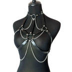 Women Fashion Belt Female Street Style Harness Adjustable Chest Belt with Chain Leather Waistband Gothic Clothing Accessories