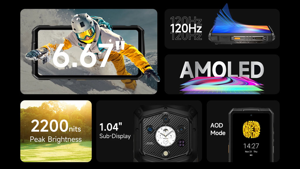 Ulefone Armor 29 Pro 5G AI Rugged Phone 6.67" 120Hz Up to 32GB RAM 512GB ROM 21200mAh 120W 64MP Night Vision Mobile Phone