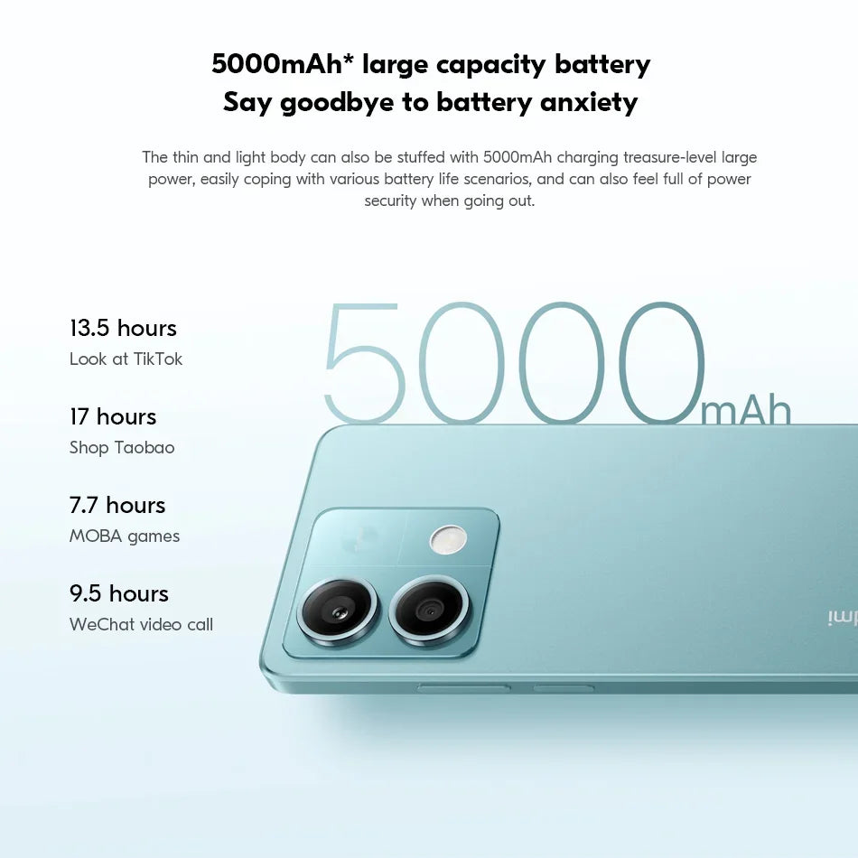 Global firmware  Xiaomi Redmi Note 13 5G Smartphone 128GB 256GB ROM Dimensity 6080 6.67'' AMOLED Screen 5000mAh 33W used phone