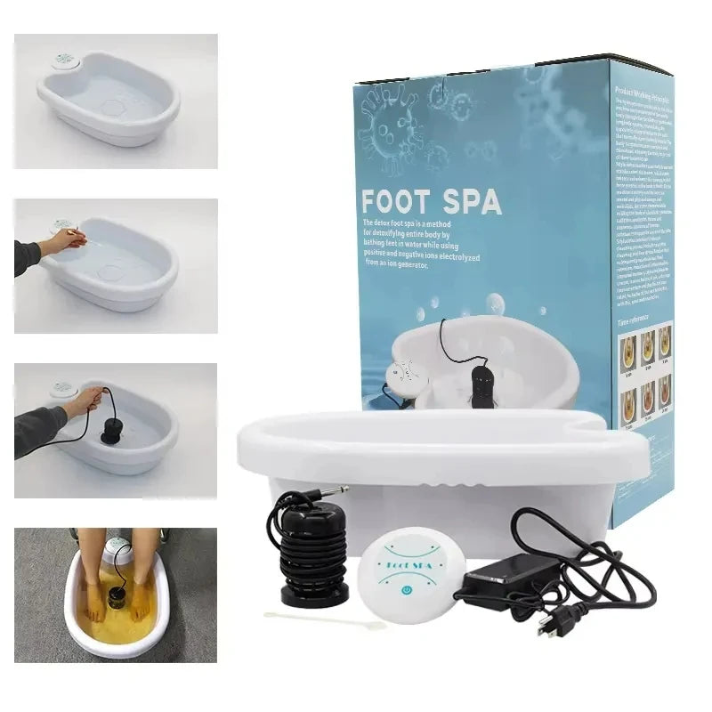 Detox Ion Electric Foot Spa Bath Massager Machine Foot Bath Cleaning Footspa Vibrating Whirlpool Care Arrays Aqua Health Therapy Main image