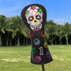 Golf Club Headcovers #1 #3 #5 Wood Head covers Skulls Design Driver Fairway Hybrid Woods Headcover Black PU Premium Leather Head