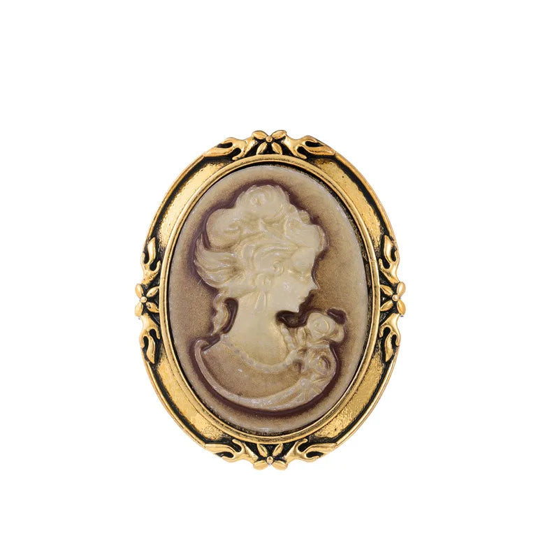 Vintage Victorian Design Queen's Cameo Brooch Pin, Antique Wedding Beauty Jewelry Gift, Elegant Style
