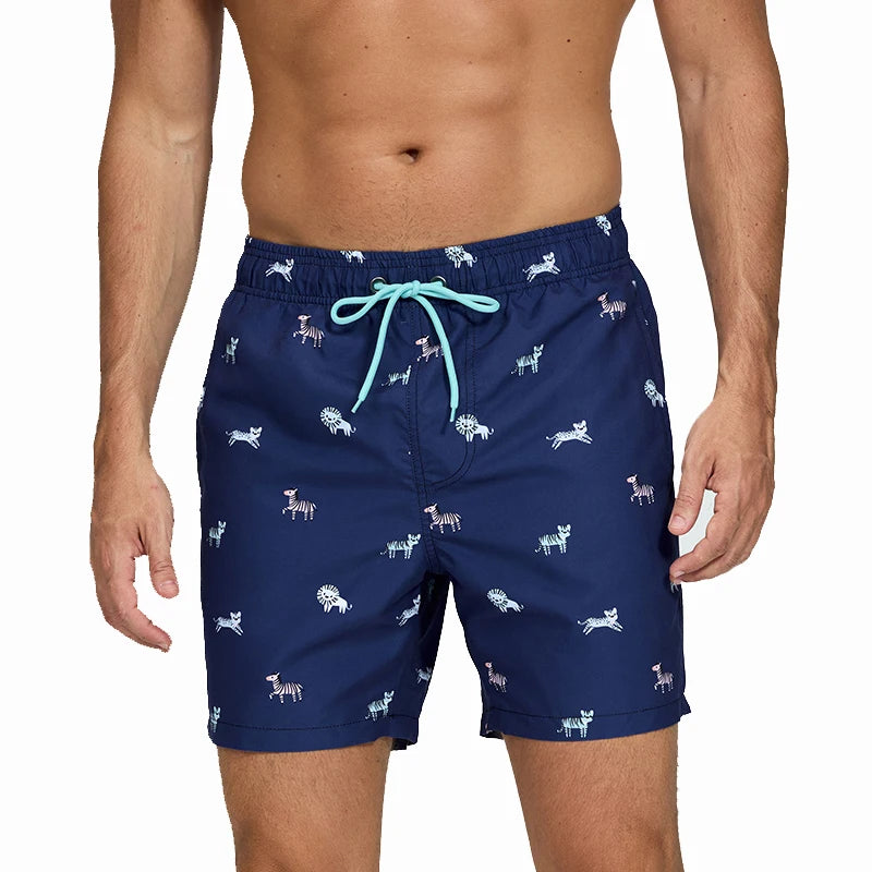 DATIFER Men's Sports Short Beachwear New Style Polyester Printing Fitness Beach Pants Surfing Swimming Trunks Bathing Swimwear