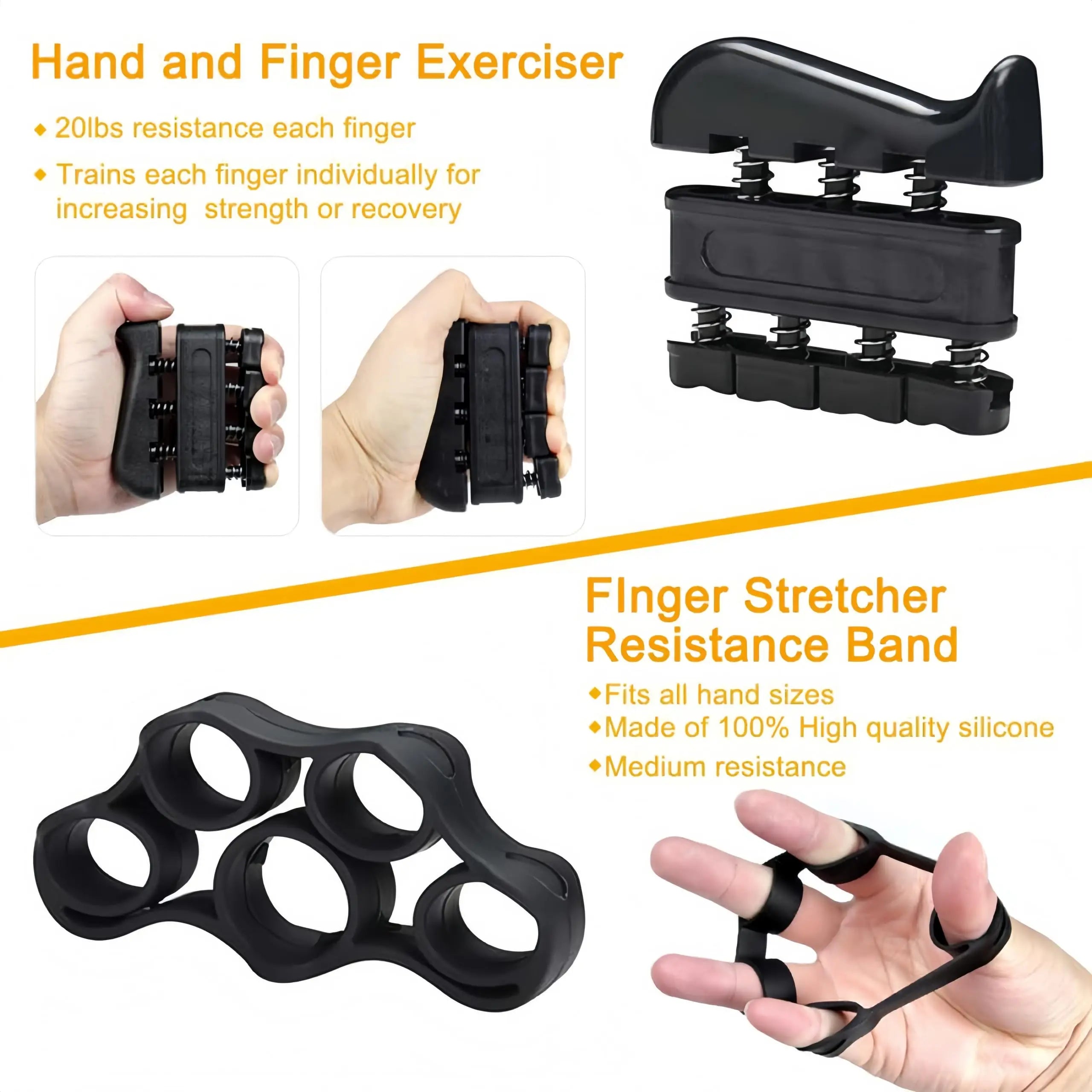 Adjustable Hand Grip Strengthener with Counter, Finger Exerciser Stretcher, Forearm Workout Equipment, Grip Ring Stress Ball, Hand Rehabilitation Trainer, Hand Strength Training Kit
