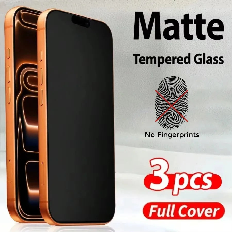 1-3Pcs Matte Screen Protector For iPhone 17 Pro Max 16 15 14 13 12 11 X XR XS Max 6 7 8 Plus SE Tempered Glass Protective Film