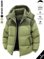Men's Hooded Cotton Jacket, Thickeneded and Warm in Winter, Windproof and Cold-Resistant, Simple and Versatile for Work Clothing
