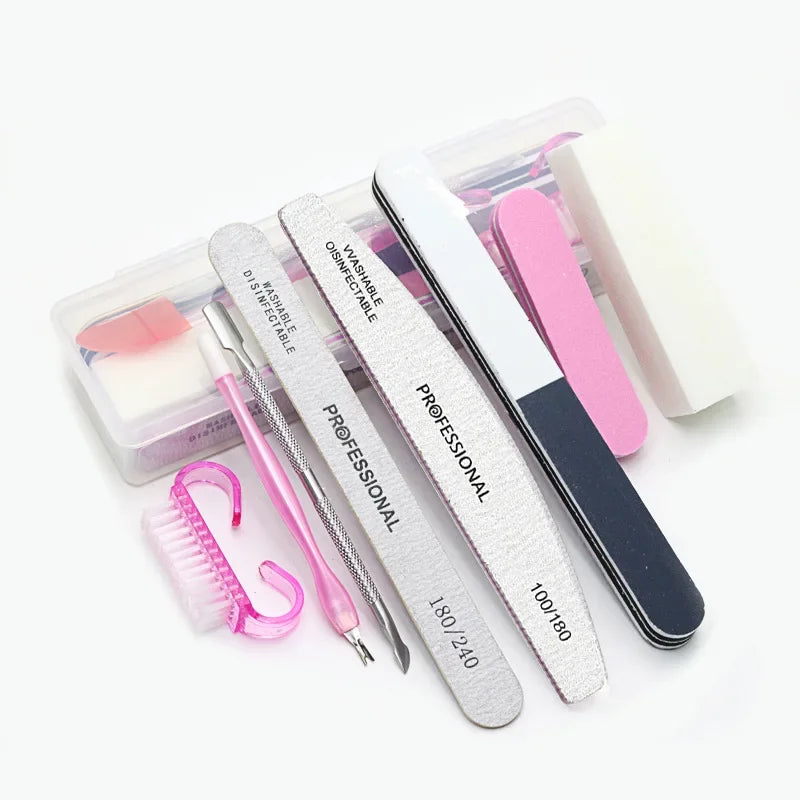 8pcs Nail Files Set 100\180 Nail Sanding Buffer Professional Manicure Files Makeup Pedicure Brushes Tool Extension Kits Main image