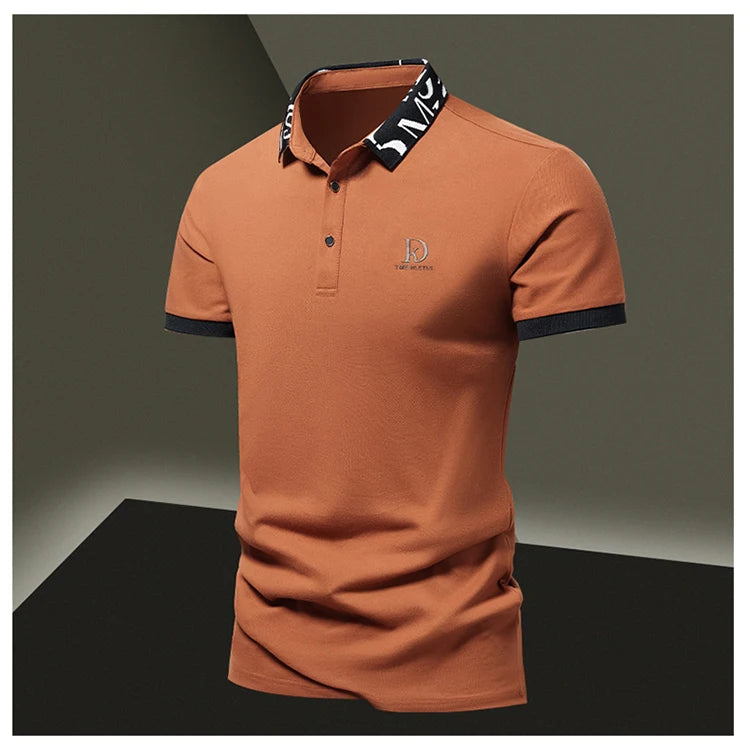 Summer men's POLO shirt fashionable ice silk quick drying short sleeved T-shirt solid color loose fitting business collar top