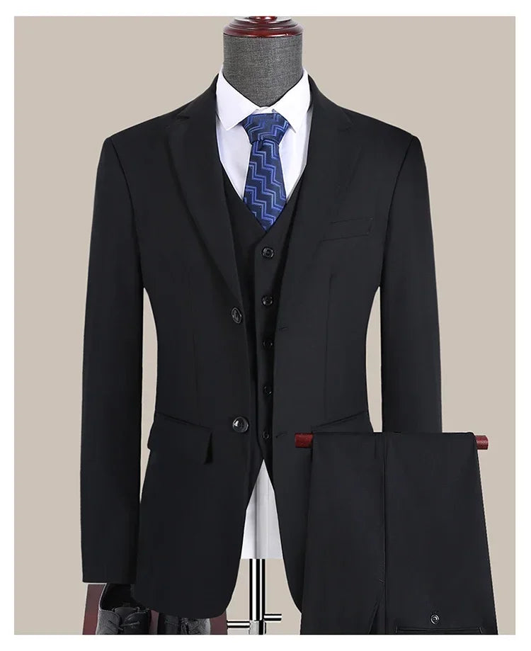 S-7XL Suit New (Blazer+ Vest + Pants) Korean Version of Slim-fit Work Clothes Fashion Business Men Casual Wedding Gentleman Suit