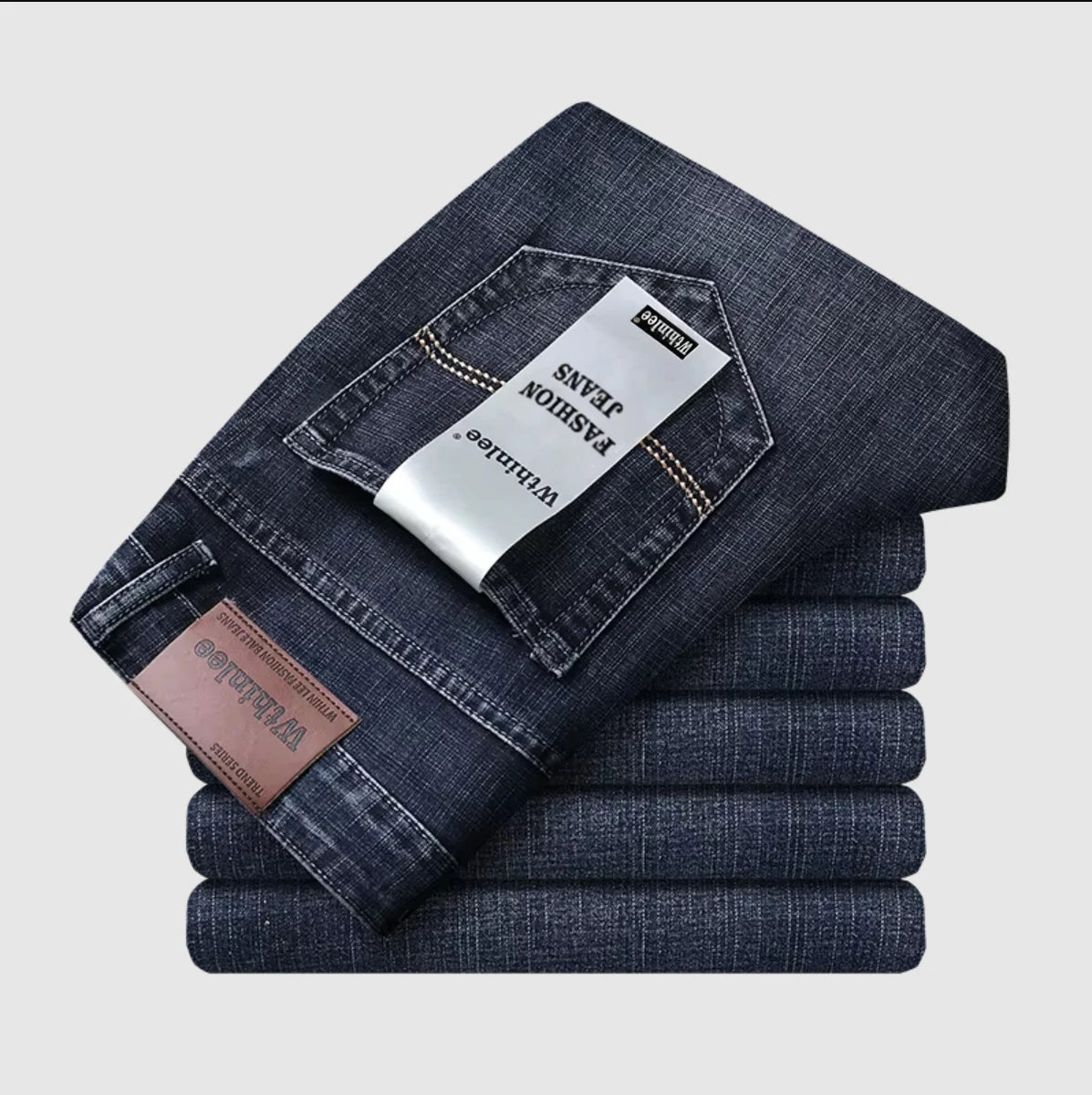 Wthinlee New Business Men's Jeans Casual Straight Stretch Fashion Classic Blue Black Work Pant Denim Trousers Male  Clothing Main image