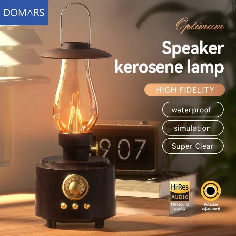 Retro Lamp Style Wireless Bluetooth Speaker with Portable FM Radio and USB Port Bluetooth 5.3 Suitable for Camping Home Decor Main image