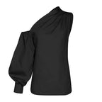 Sexy Off Shoulder Women Shirts Summer Lantern Sleeve Blouse Casual Loose Solid Tops Lady Elegant Blusas Femme Streetwear Shirt