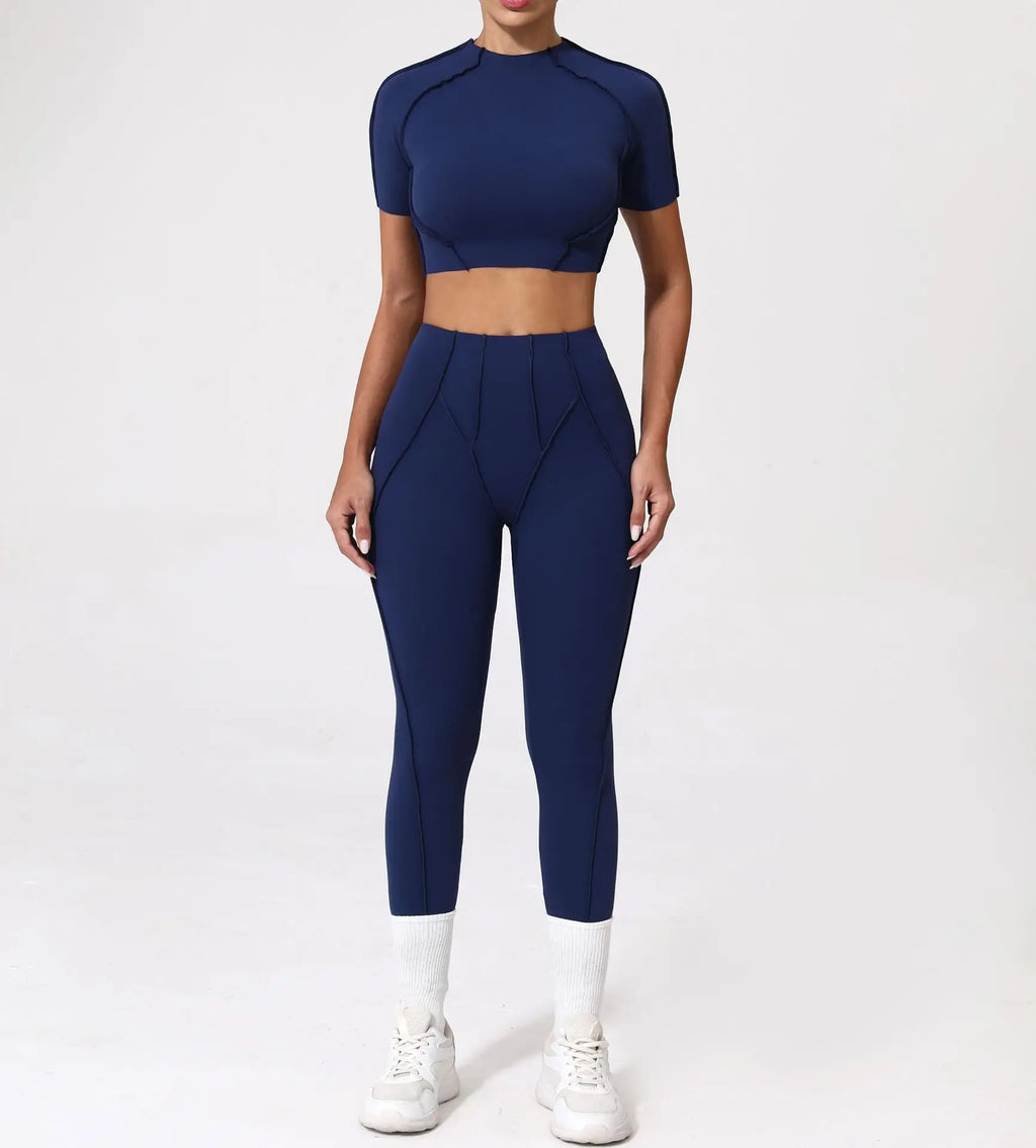 Seamless Yoga Sets Sports Fitness High Waist Hip-lifting Shapeing Trousers Backless Bra Suit Workout Gym Leggings Sets for Women