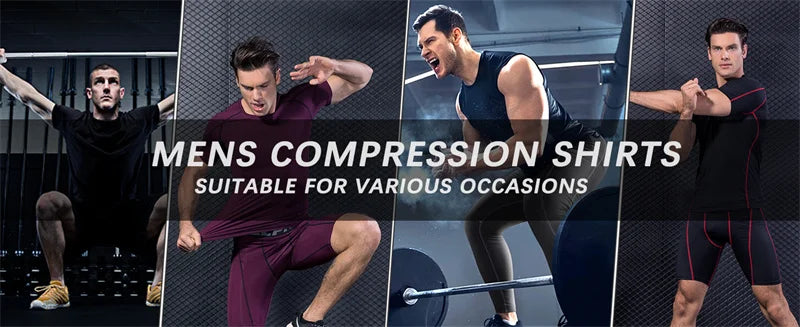Skull Print Compression Shirts for Men Gym Workout Running Tshirts Sporty Athletic Quick Dry Tees Tops Short Sleeve Rash Guard