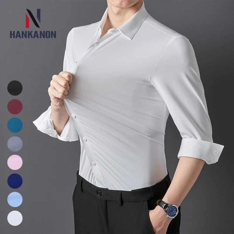 Premium Men's Ultra-Stretch Shirt - High-Quality Silky Business Formal Long-Sleeve Shirt for Social and Casual Wear Main image