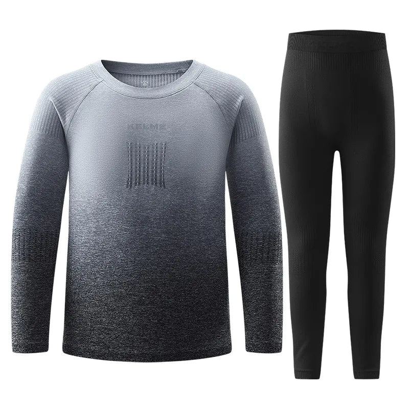 Kelme Children's Quick Drying Clothes Set Outdoor Running Sports Long Sleeve Knitted Training Base Shirt For Boys And Girls