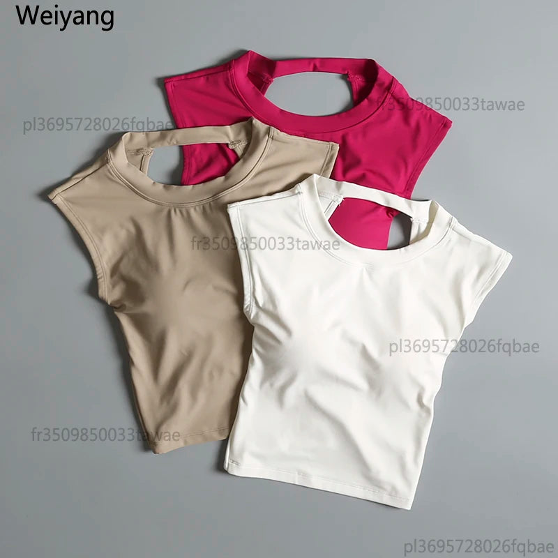 Sexy Backless Sports Vest for Women Fixed Chest Pad Tight Quick-Drying Slim Yoga Top Breathable Fitness Shirt Main image