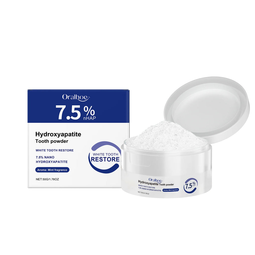 Oral Care Deep Cleaning Whitening Tooth Powder with 7.5% Hydroxyapatite - Remineralizing Cool Mint Enamel Repair Fresh Breath