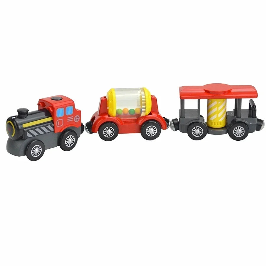 Wooden Train Toys Train Track Magnetic Set Electric Car Locomotive Diecast Slot Fit All Wood Brand Biro Railway Tracks For Kids