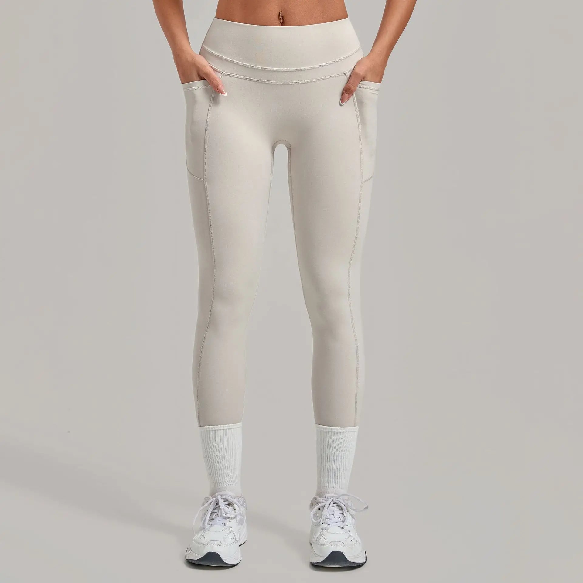 Women's Gym High-waisted High-stretch Yoga Pants with Side Pockets Leggings Workout Running Tights Quick-dry Fitness Trousers Main image