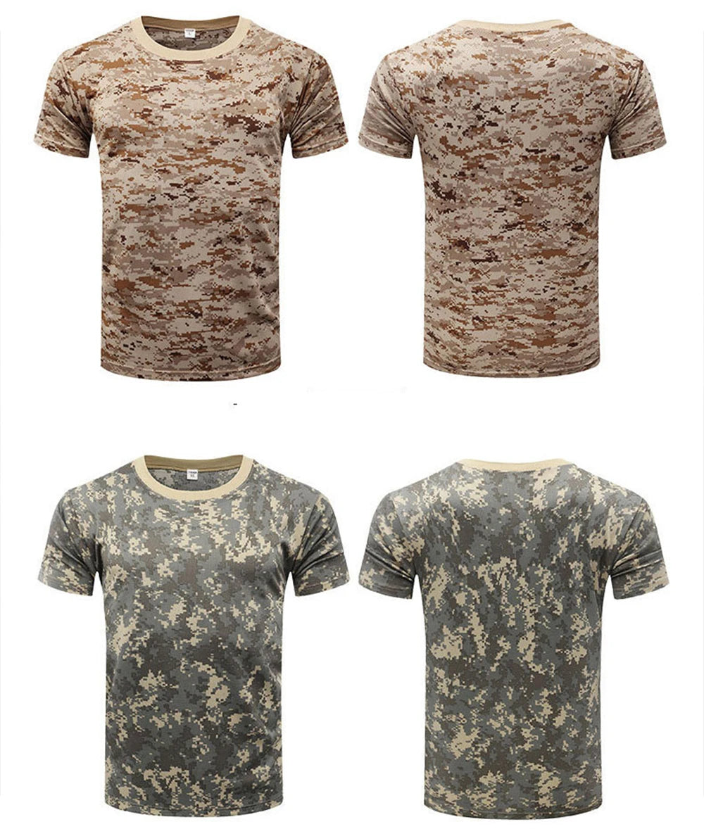 Outdoor Sports Men T-Shirts 3D Camouflage Quick Dry O Neck Short Sleeve Tops Shirt Camo Hiking Hunting T Shirt
