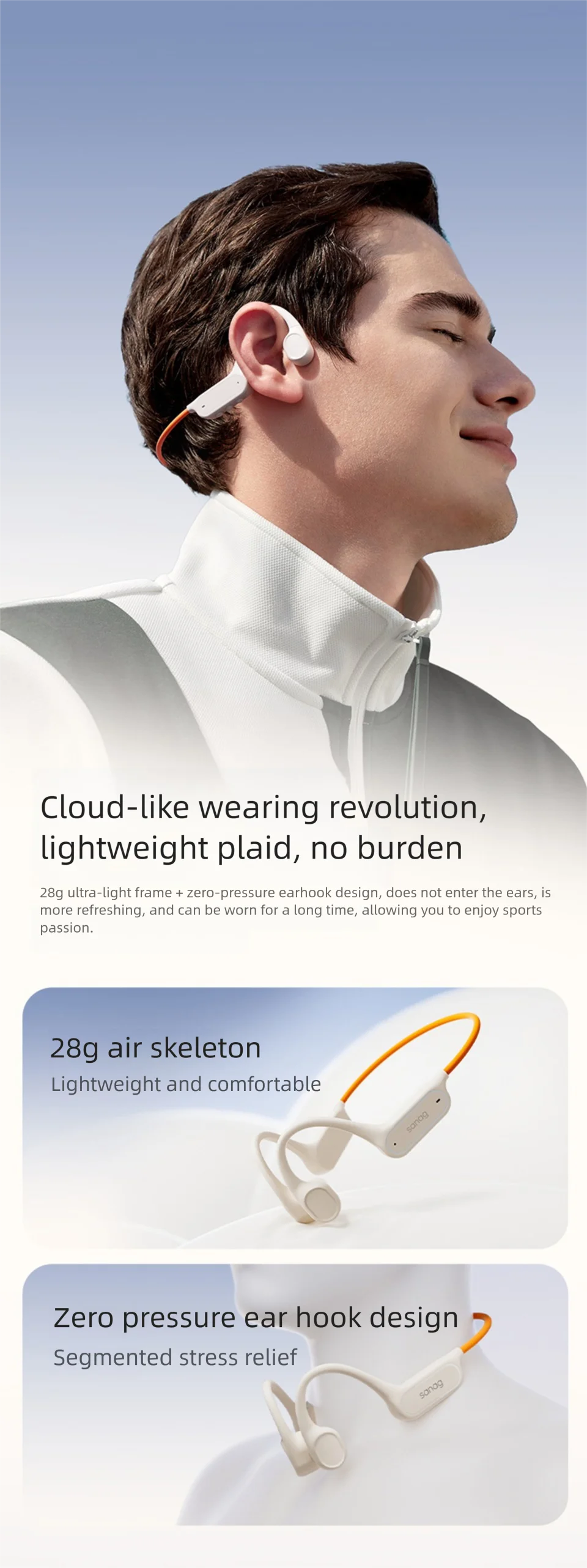 Sanag B33S Bone Conduction Bluetooth Earphones Open Ear IPX8 Swimming Headphones Choice 32GB Memory Wireless Headset MP3 Earbuds