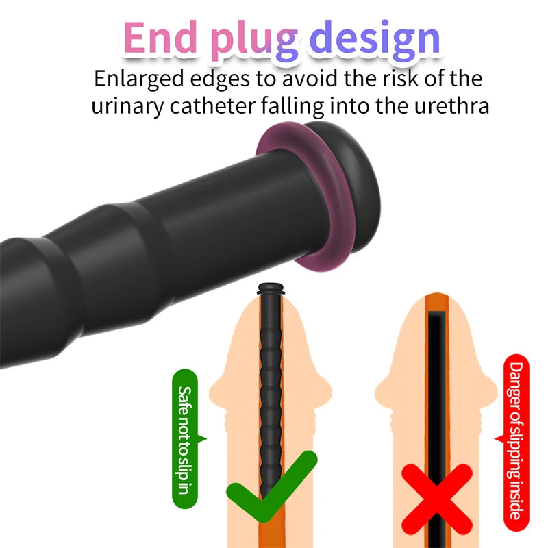 5 Sizes Curved Urethral Sound Penis Insert Stimulation Dilator Chastity Catheter Hollow Penis Plug With Stopper Sex Toys For Men