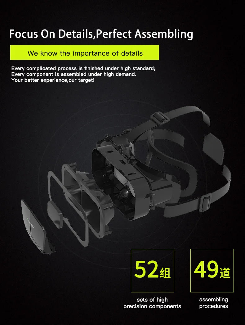 VR Glasses 3D Virtual Reality Headset Devices Helmet Lenses Goggles Smart For Smartphones Phone Cell Mobile Game Viar Viewer Set