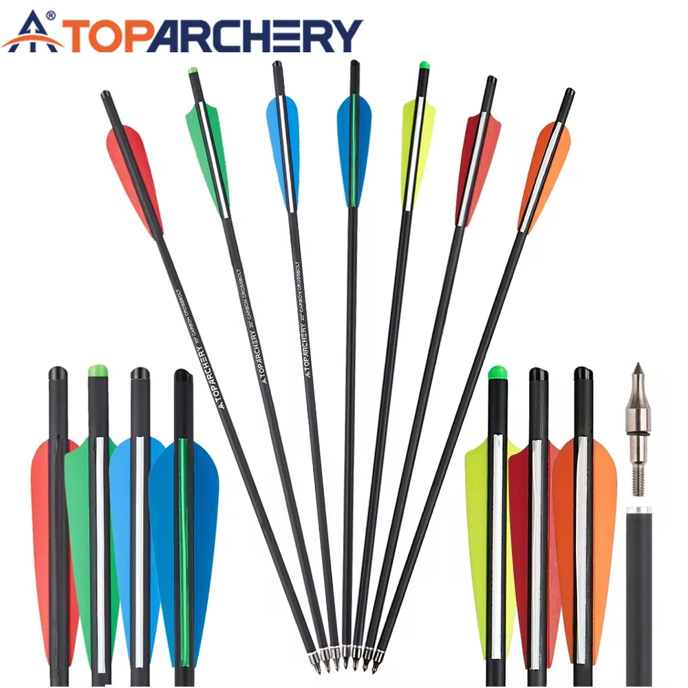 Carbon Crossbow Arrow with Replaced Arrowhead, Archery Bolts, Shooting Accessories, Hunting, ID8.8, OD7.6, 20" Main image