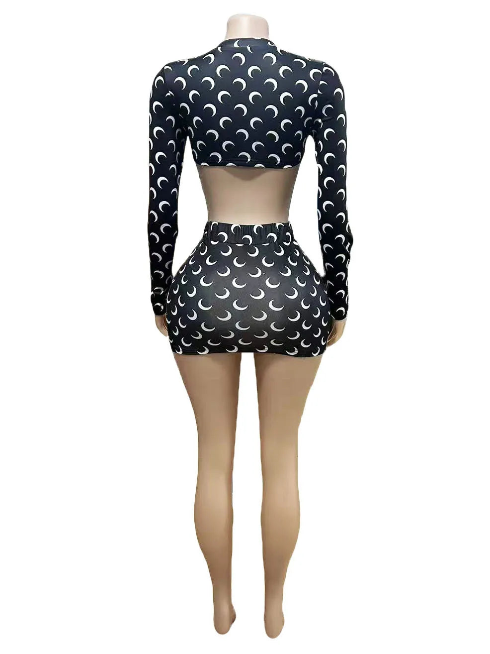 Fashion Two Piece Set Women Spring Autumn Outfit Long Sleeve Short Decor Top and Hip Short Skirt Casual Set