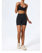 Hearuisavy Summer Super-Soft 2Pcs Women's Running Sports Shorts Set Breathable Fitness Yoga Bra Casual Push Up Workout Crop Top
