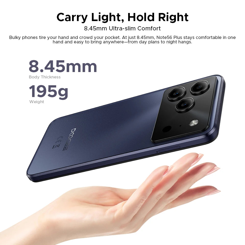 Global Version DOOGEE Note56 Plus Android 16 Smartphone 48GB+256GB 6150mAh Large Battery 6.56'' 90Hz Display 50MP Camera NFC