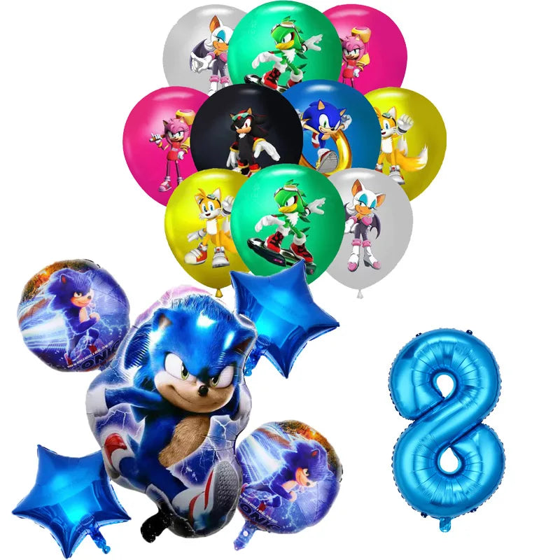 Sonic Birthday Party Decoration Game Hedgehog Balloons  Action Figure Party Paper Plate Towel Cup Tablecloth Toy Kid Gifts