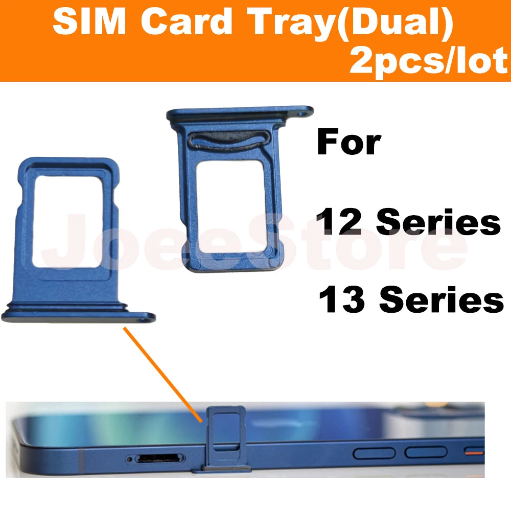 2pcs SIM Card Tray Slot For iphone 12 13 Dual Sim Card Adapter Chip Drawer Holder Replacement Parts Main image