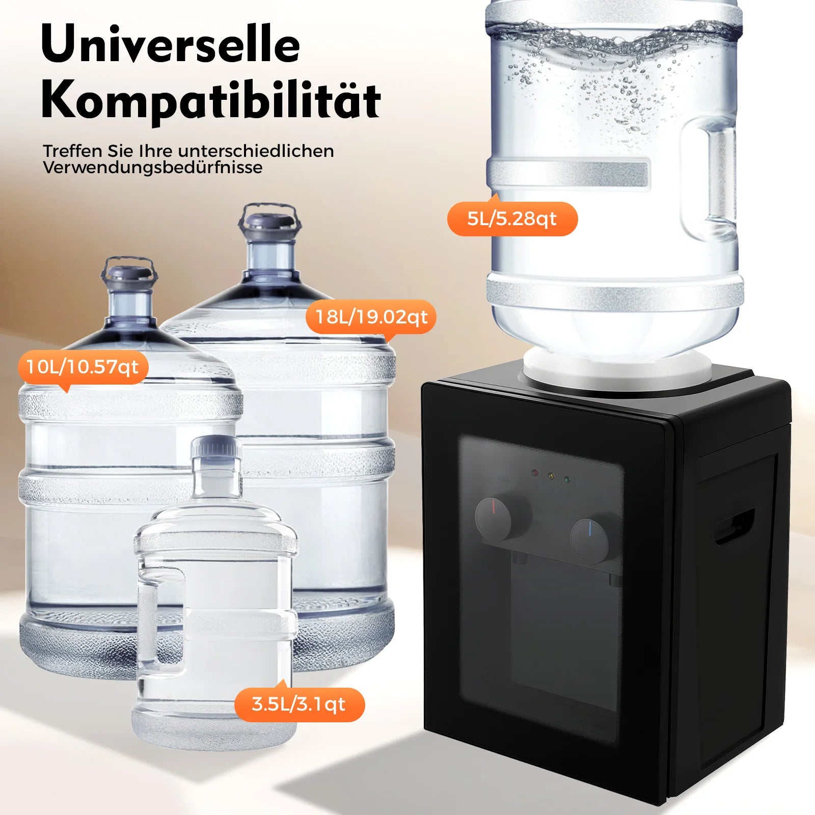 550W Desktop Water Dispenser Stainless Steel Liner PP Material 270x235x370mm 3kg Fast Heating & Cooling Dual-Use Water Dispenser Main image