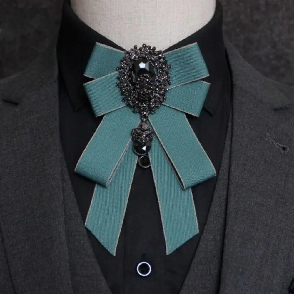 Fashion Ribbon Ribbon Bowtie Rhinestone Crystal Bow Tie Fabric Cloth Art Handmade Neck Tie For Men and Women