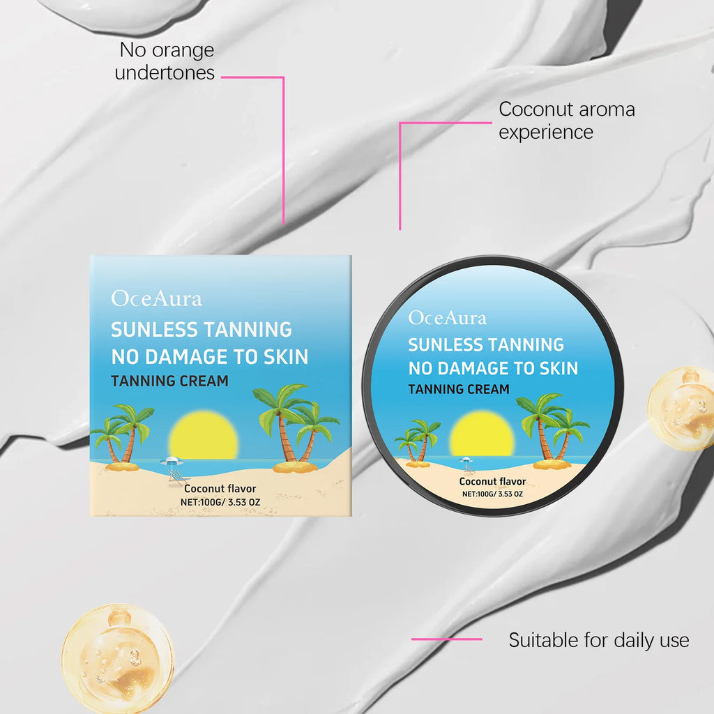 Coconut Tanning Intensive Moisturizing Body Cream Gentle Formula Sun-Free Natural Tan Enhances Color Development Non-Greasy
