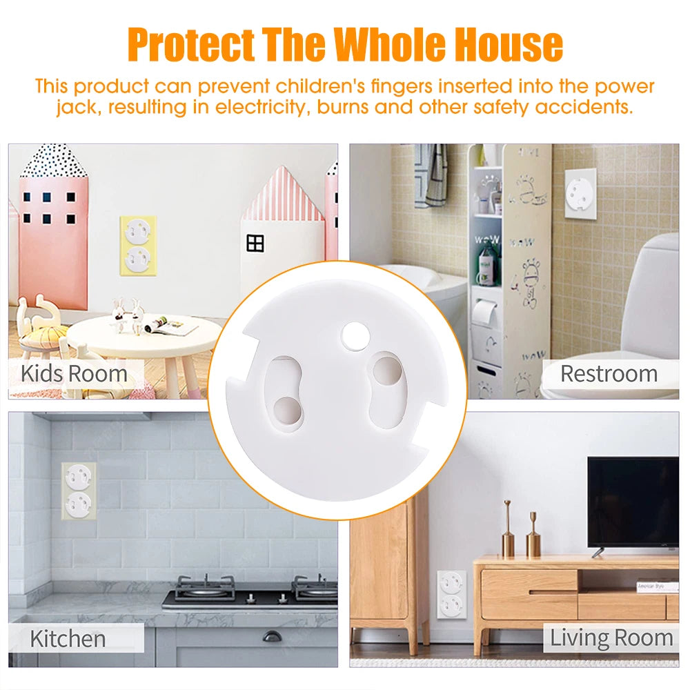 White Electrical Safety Socket Protective Covers Baby Care Clear Anti-electric Shock Infant Plug Power Outlet Guard Protection