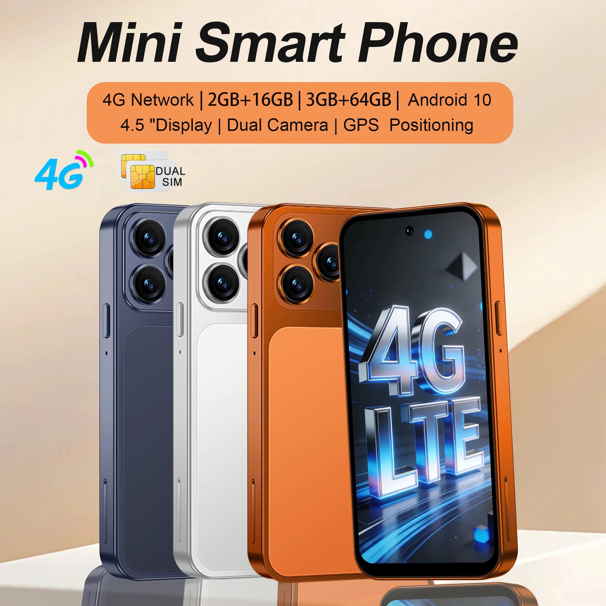 SERVO S45 Pro mini Smartphone Dual SIM Card Android 10.0 4.0'' HD 2000mAh Battery WIFI Bluetooth 4G Small Mobile Phone