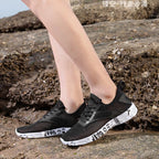Summer Mens Black Hollow Mesh Sneakers Fashion Breathable Lightweight Casual Walking Shoes Printed Sole Outdoor Sports Footwear