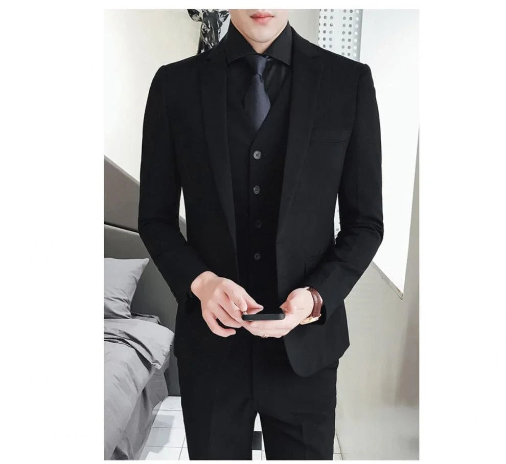 New Style Suits (Blazer+ Vest + Pants) Men's Fashion Business Wedding Gentleman Full Professional Interview Formal Casual Suit