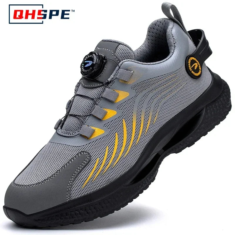 Men's Safety Shoes Protection And Elastic Safety Boots Fashionable Casual Shoes Breathable Odor Protection Men's Work Shoes